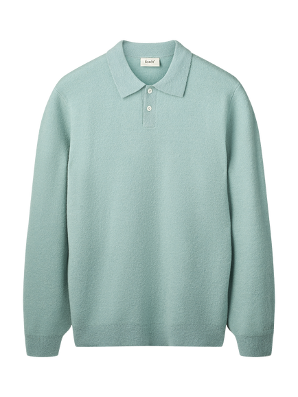 forét Timber Wool Blend Knit Polo Top, Dove, Dove