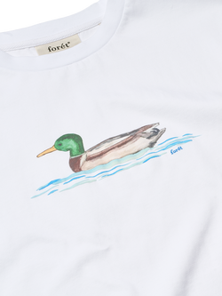 forét Cotton Regular Fit Short Sleeve Mallard Graphic T-Shirt, White - view 2, White