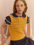 Brora Mohair-Wool Blend Sleeveless Knitted Vest, Mid Yellow