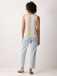 Jigsaw Silk Trim Sleeveless Drape Front Top, Cream