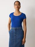 Jigsaw Supima Cotton Scoop Neck T-Shirt, Greek Blue