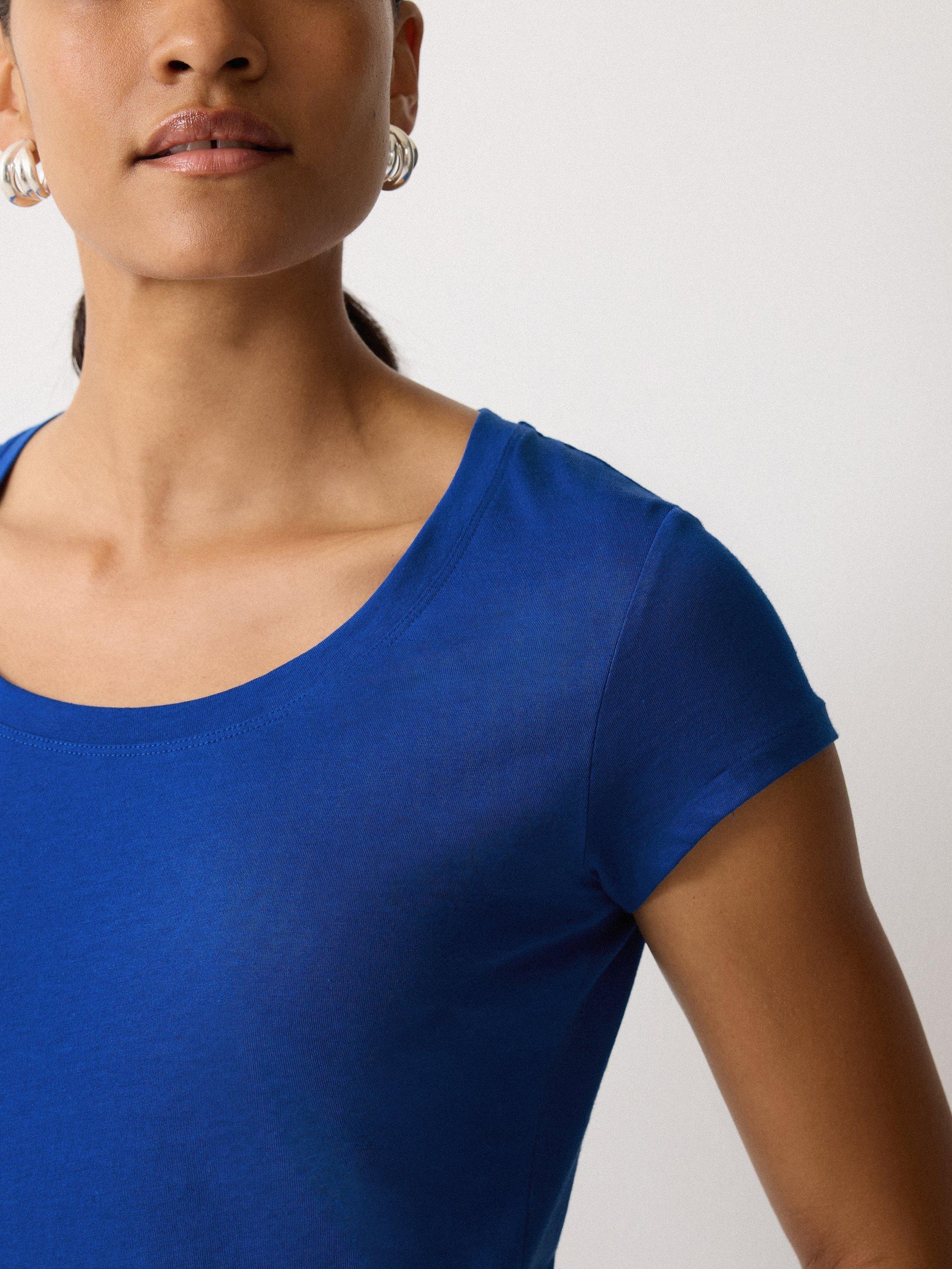 Product image 3 of 4, which shows Jigsaw Scoop Neck Supima Cotton T-Shirt, Greek Blue, XS
