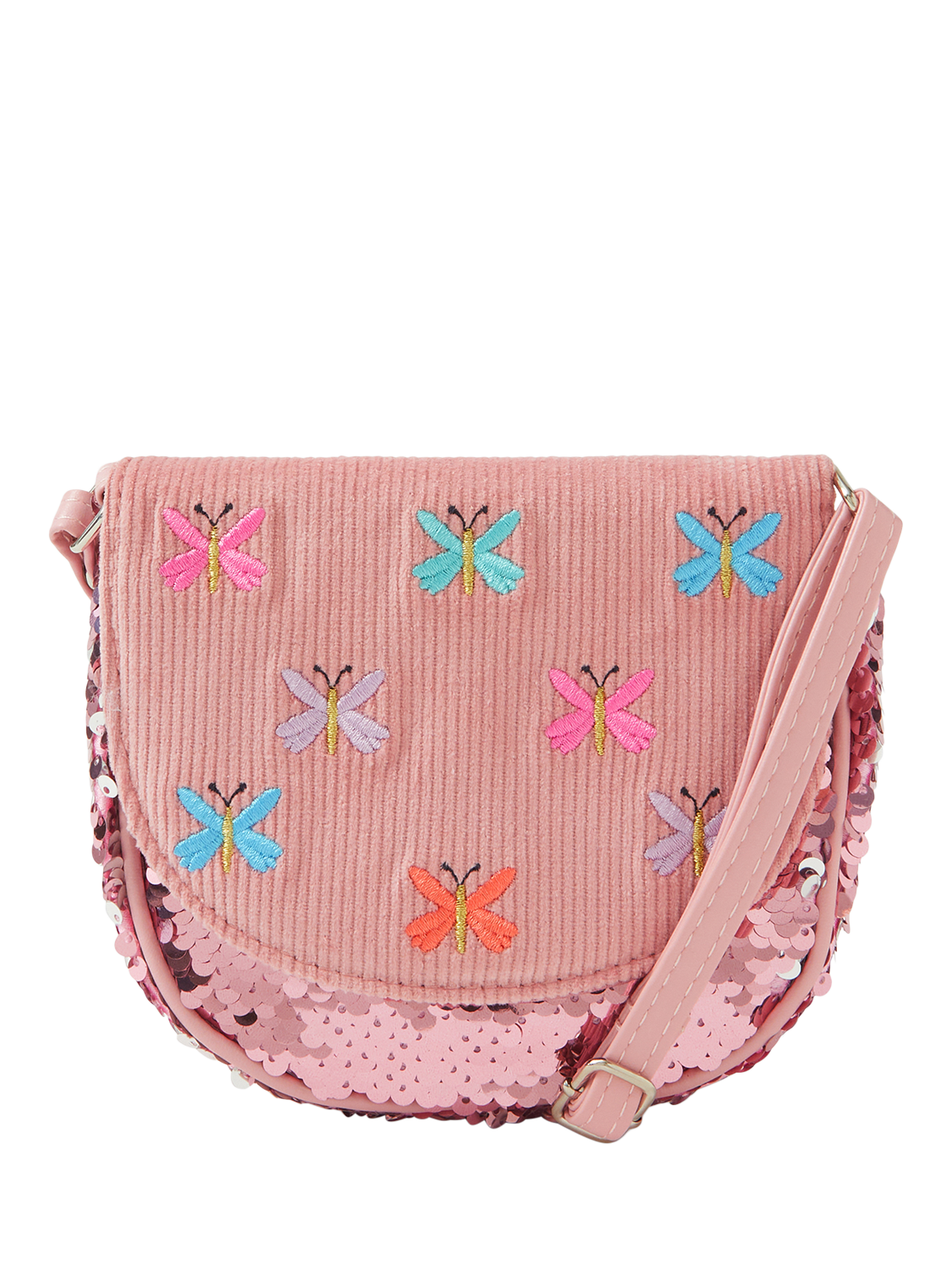 Accessorize Kids' Butterfly Crossbody Bag, Pastel Multi
