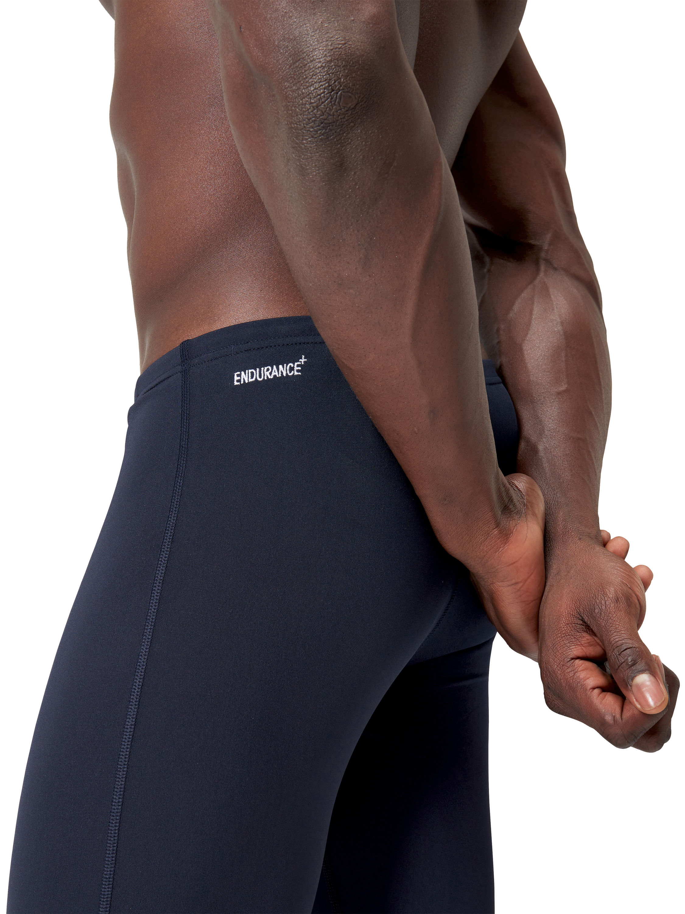 Product image 5 of 8, which shows Speedo Endurance+ V-Cut Jammer Swim Shorts, True Navy, 30