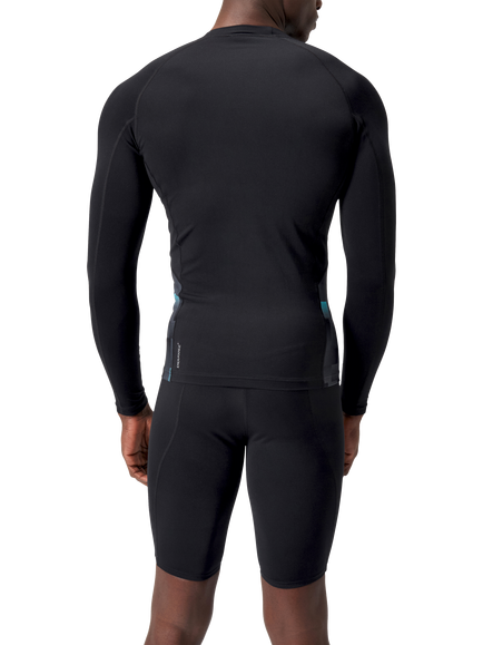 Speedo Essential Long Sleeve Rash Top, Black/White - view 2, Black/White