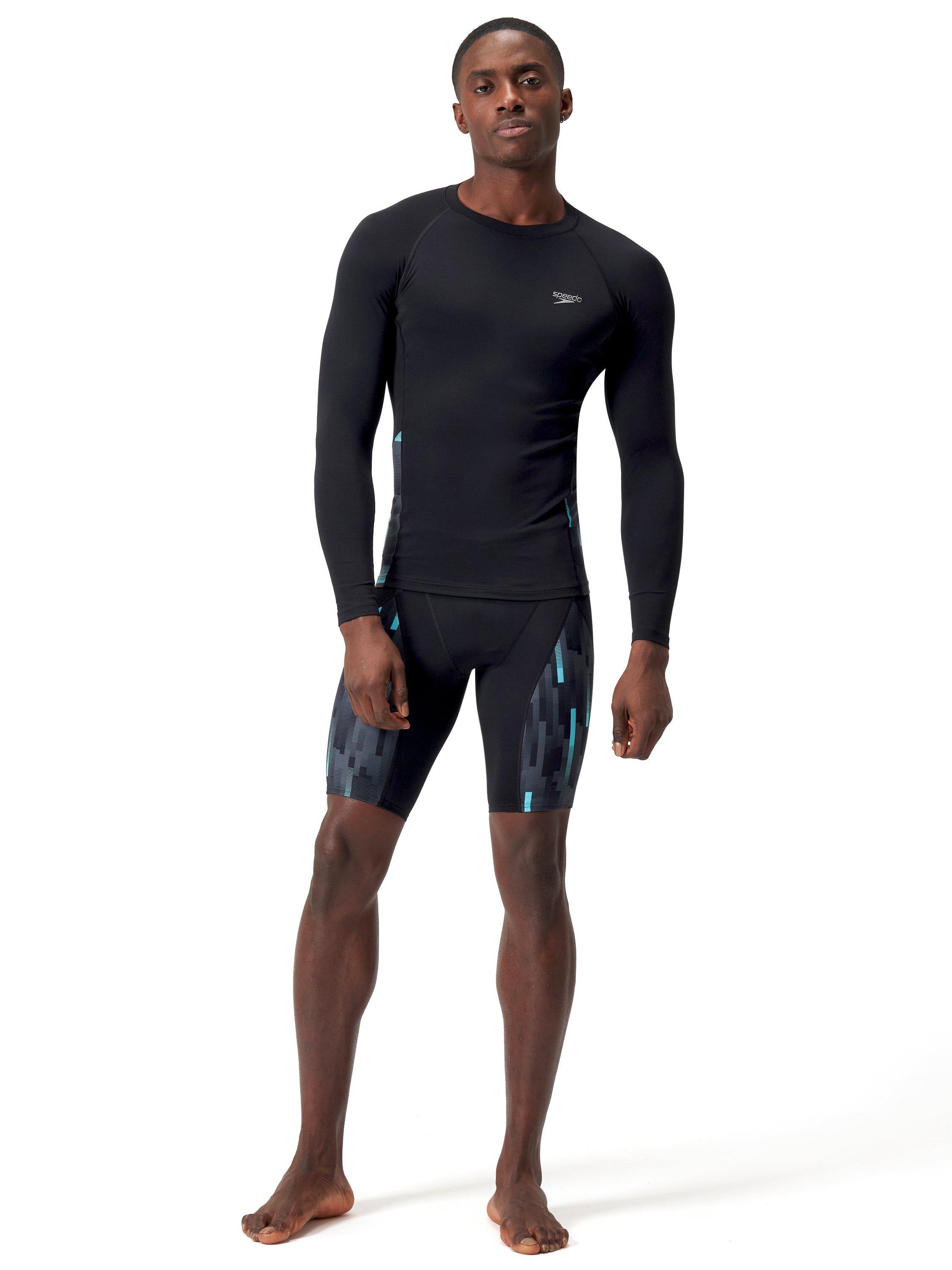 Product image 7 of 8, which shows Speedo Essential Long Sleeve Rash Top, Black/White, S