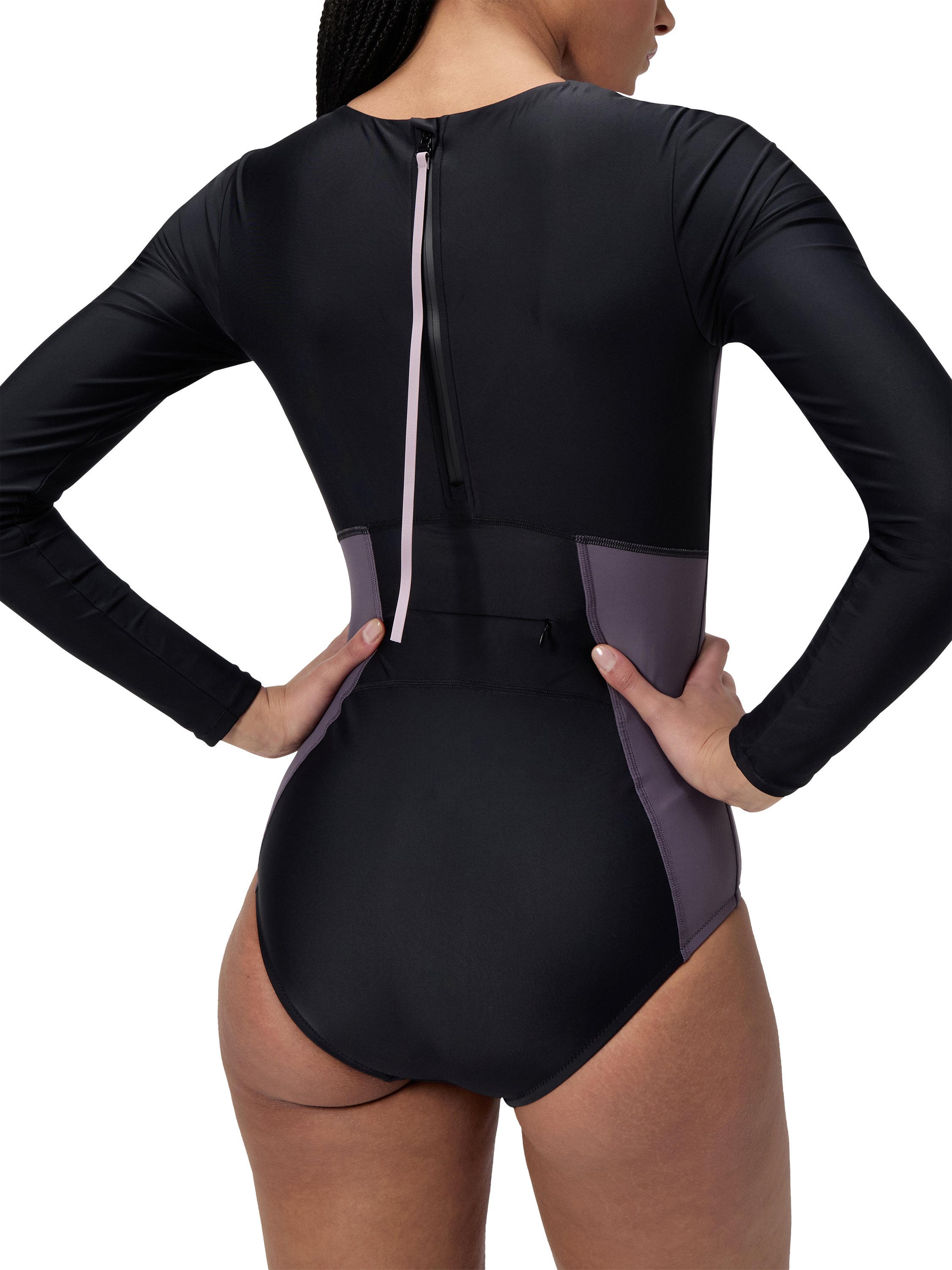 Product image 2 of 11, which shows Speedo Long Sleeve Zip Back Swimsuit, Anthracite, XS