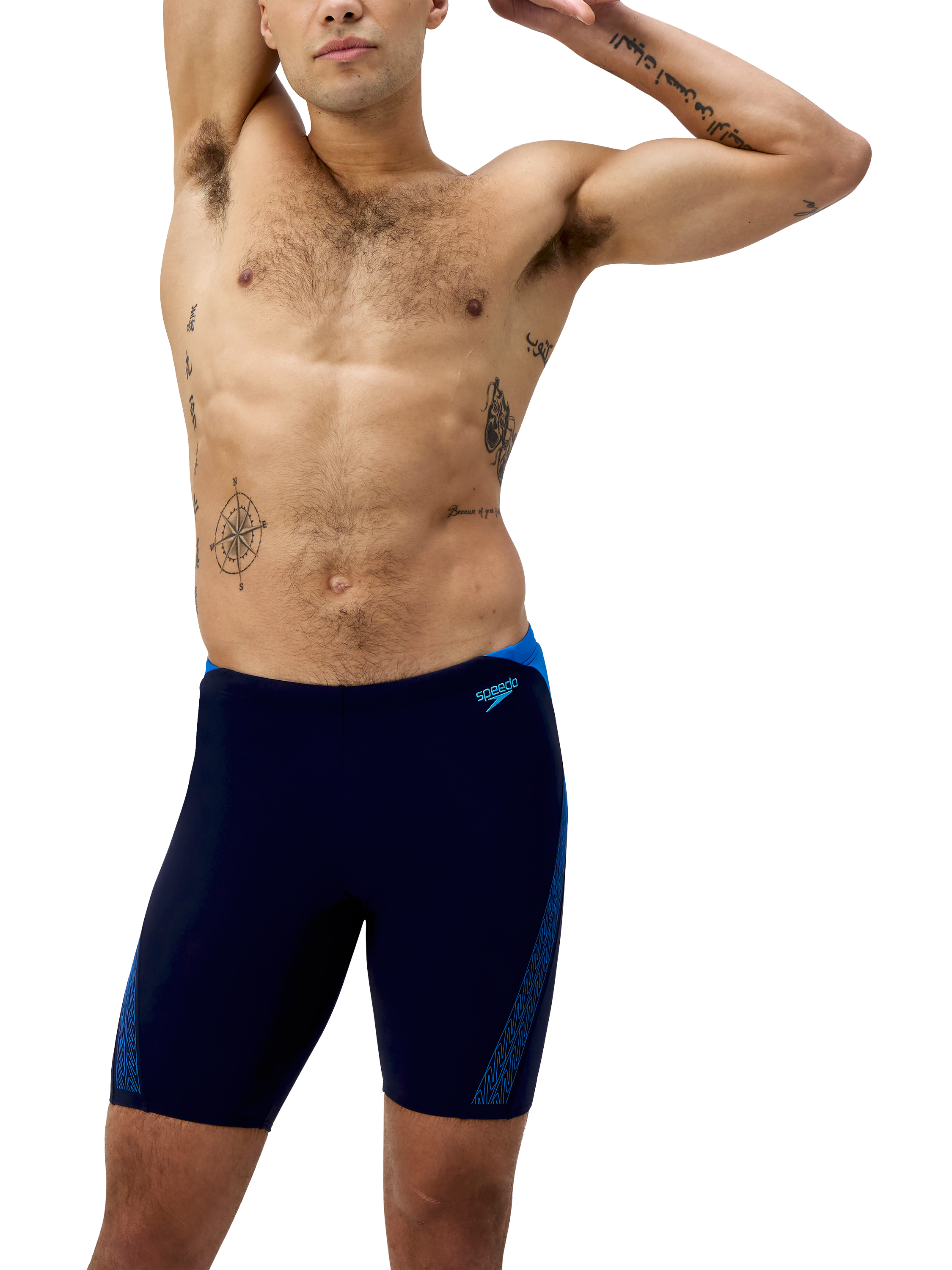 Product image 1 of 11, which shows Speedo HyperBoom Jammer Swim Shorts, Peacoat/ Blue, 30