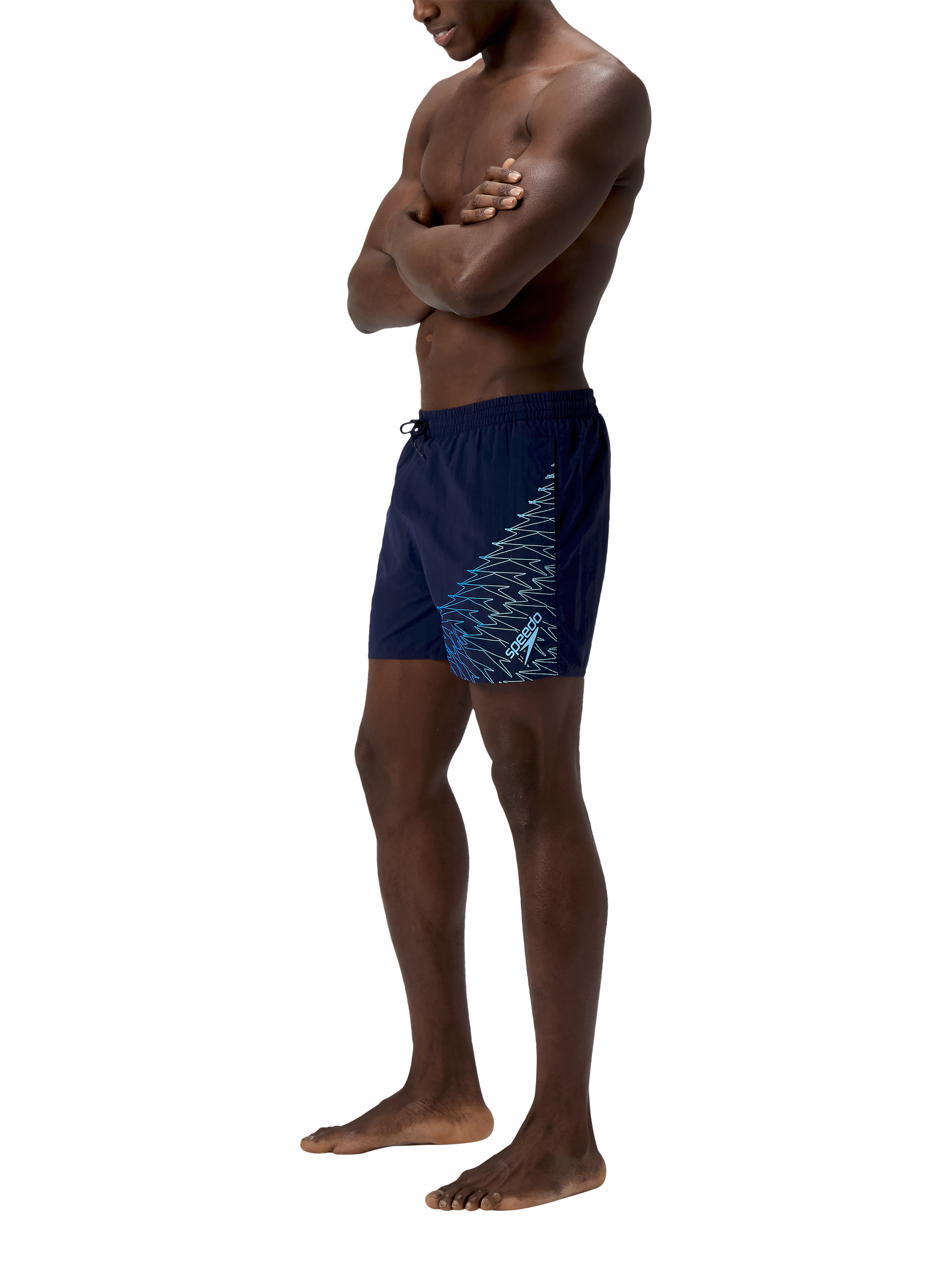 Product image 4 of 10, which shows Speedo Medley Logo 16” Watershorts, Navy/Lagoon Blue, S