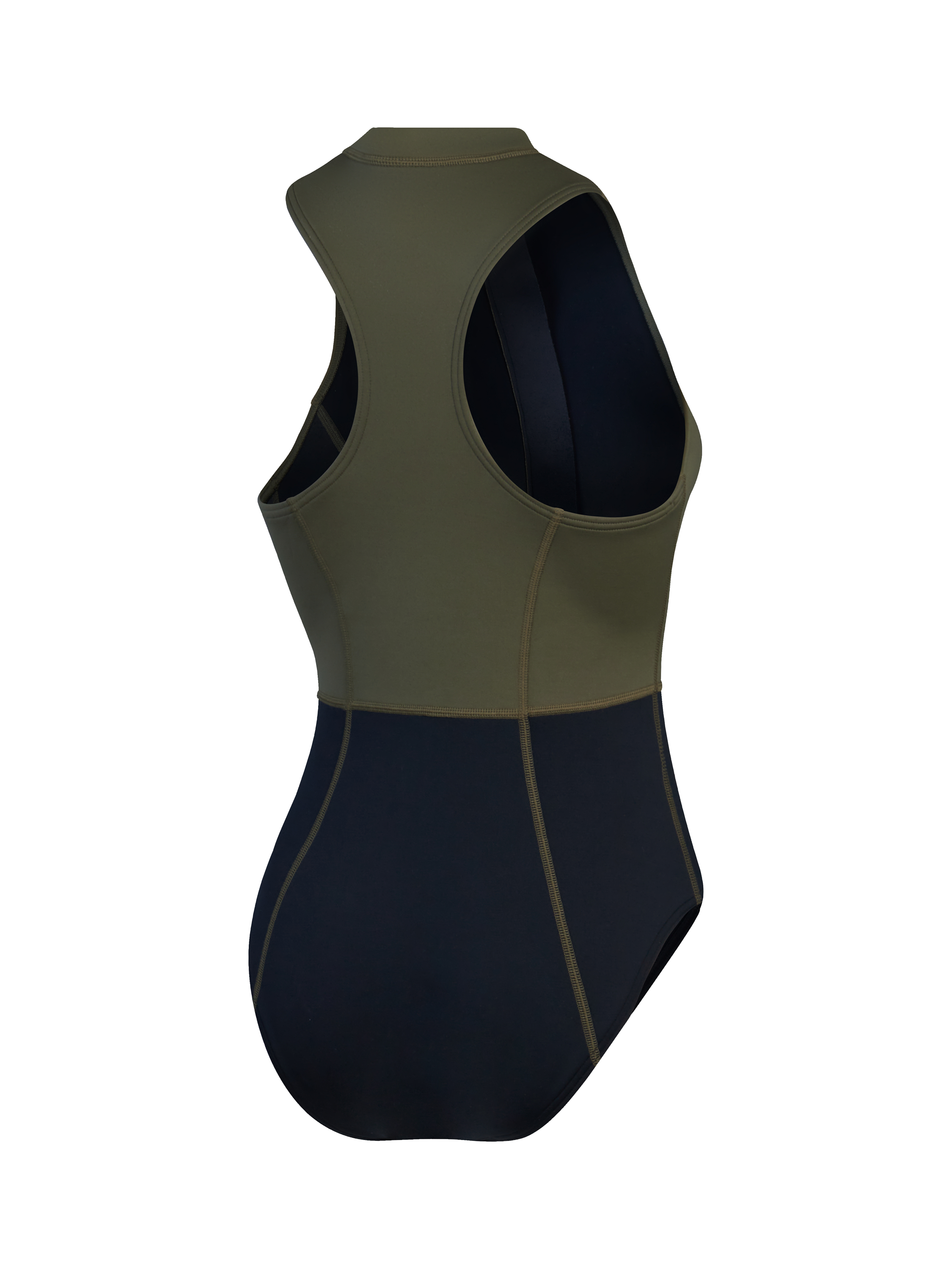 Product image 2 of 6, which shows Speedo Sleeveless Thermal Swimsuit, Black/Olive Night, 32