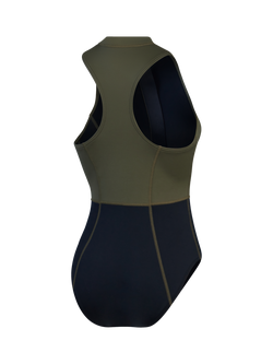 Speedo Sleeveless Thermal Swimsuit, Black/Olive Night - view 2, Black/Olive Night