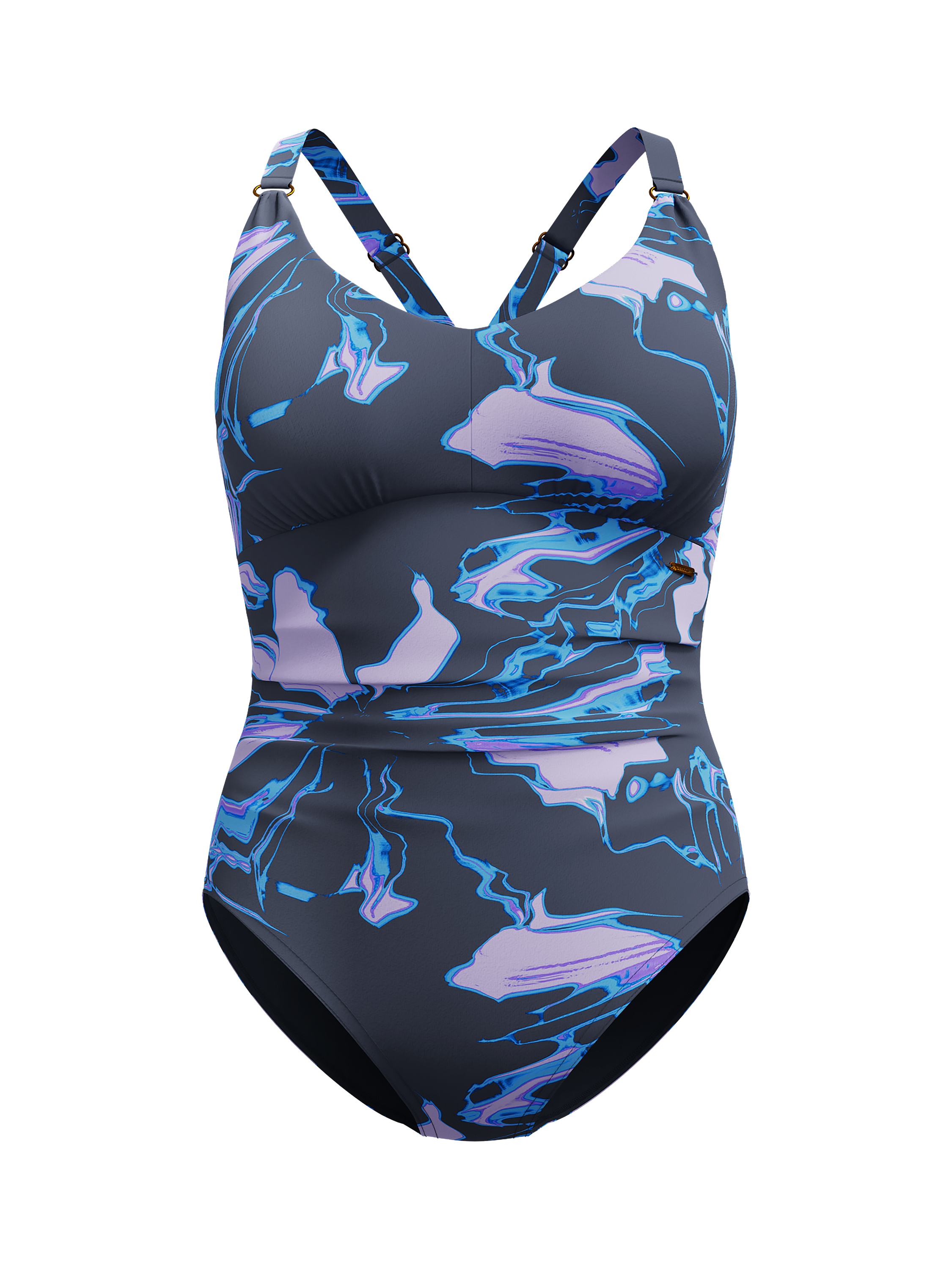 Product image 8 of 11, which shows Speedo Printed V-Neck Shaping Swimsuit, Purple Mist, 32