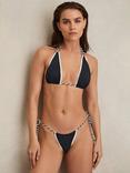Reiss Effie Rope Strap Bikini Top, Navy/White