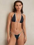 Reiss Effie Contrast Trim Bikini Bottoms, Navy/White