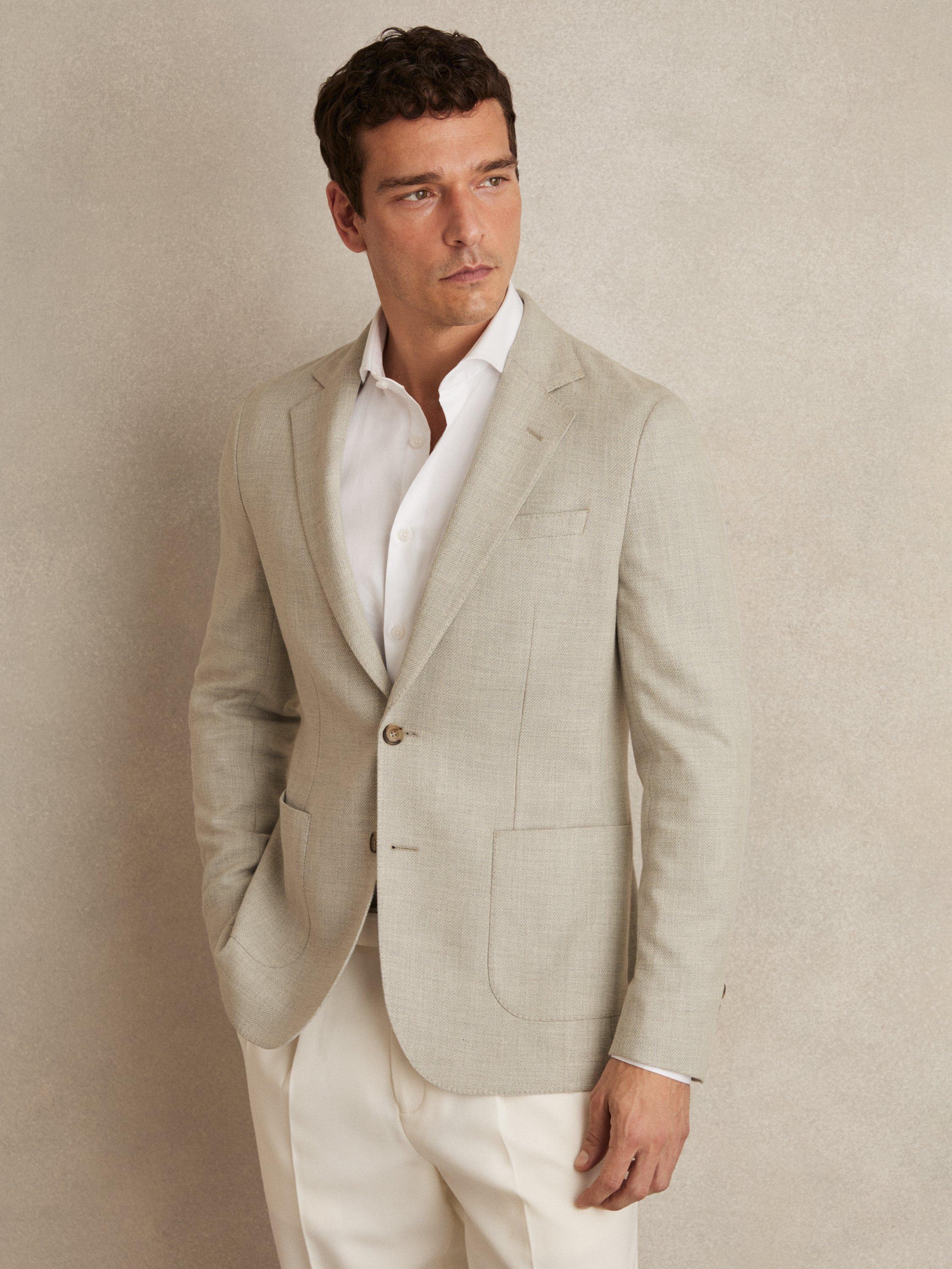 Product image 1 of 5, which shows Reiss Aphrodite Single Breasted Blazer, Soft Grey, 38