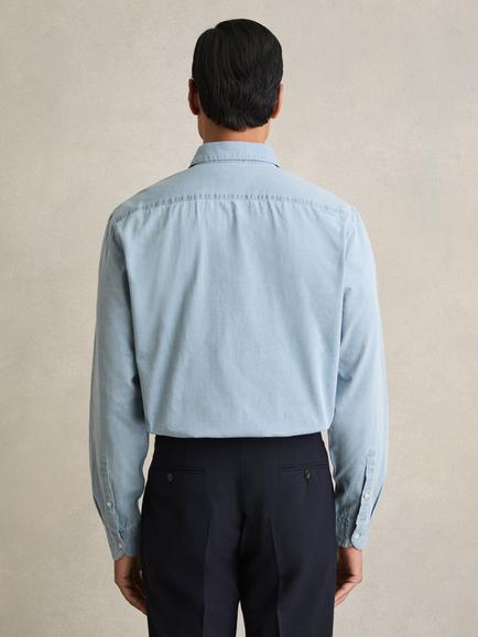 Reiss Draper Washed Chambray Shirt, Blue - view 2, Blue