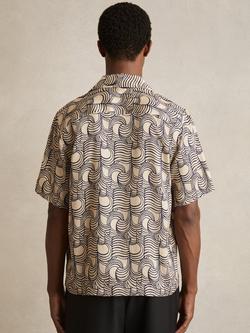 Reiss waver Regular Fit Abstract Shirt - view 2, Off White/Navy