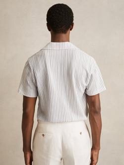 Reiss Max Regular Fit Stripe Textured Revere Collar Shirt - view 2, White/Soft Blue
