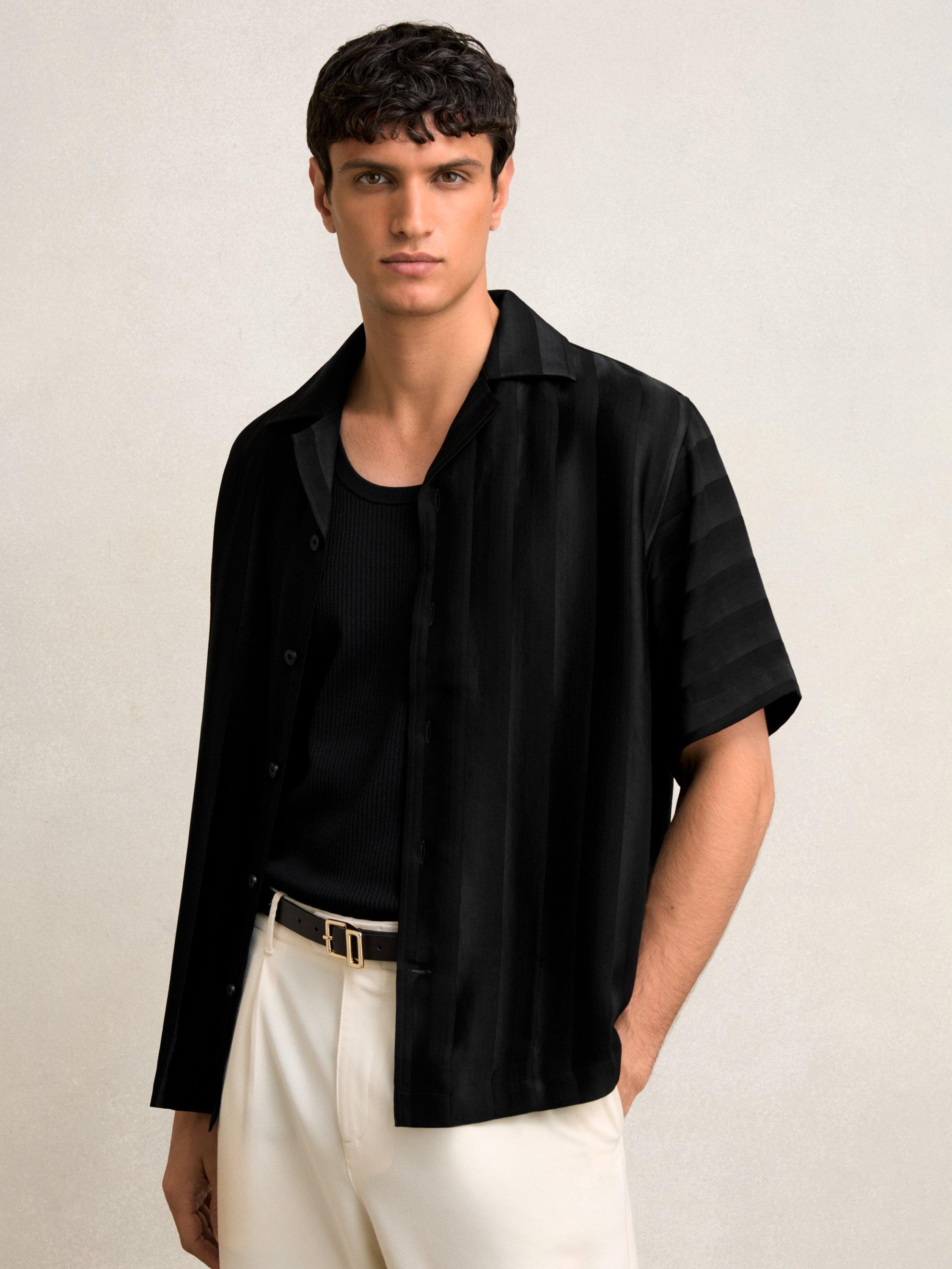 Product image 1 of 5, which shows Reiss Melba Regular Fit Revere Collar Shirt, Black, XS
