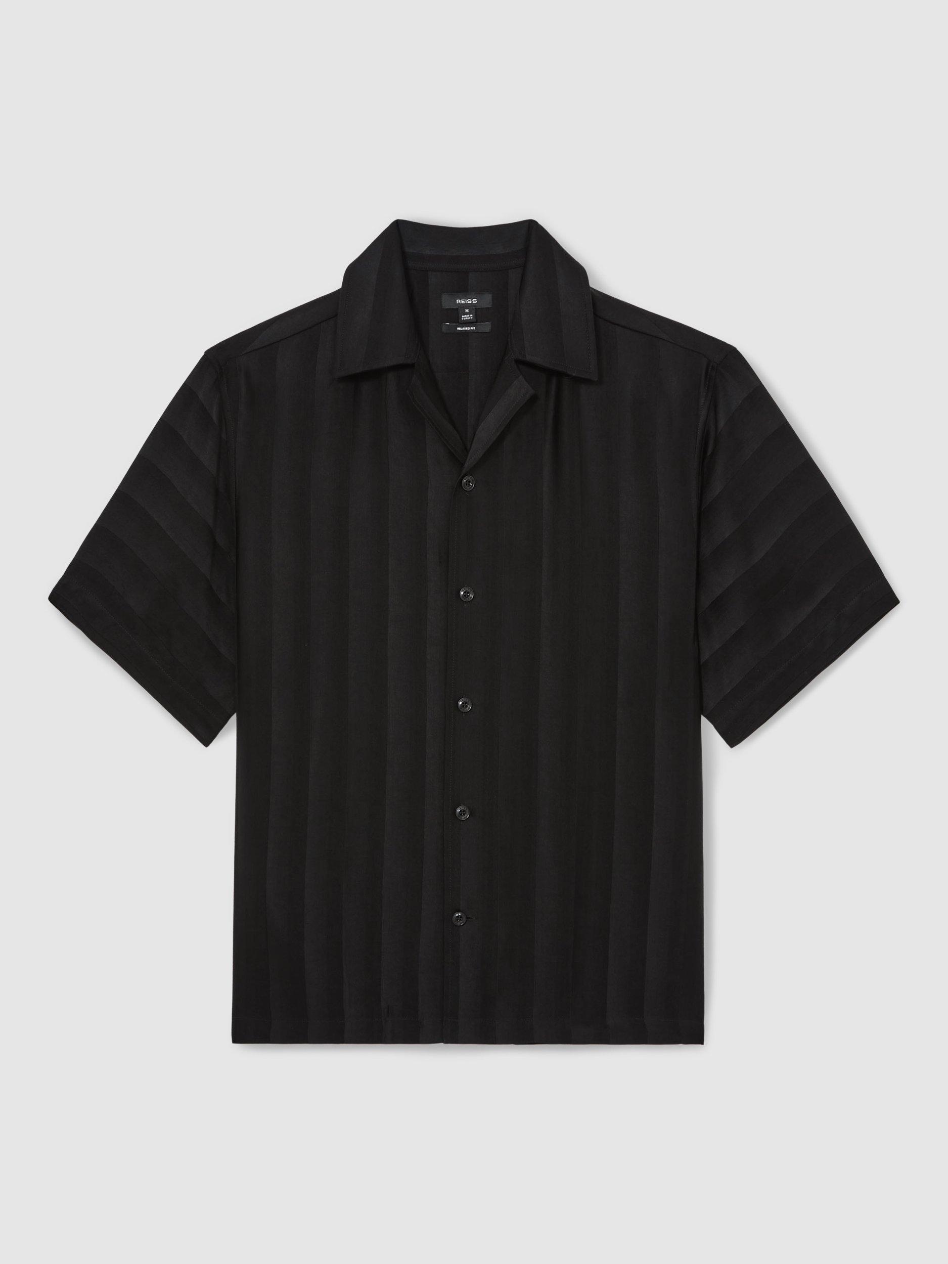 Product image 3 of 5, which shows Reiss Melba Regular Fit Revere Collar Shirt, Black, XS