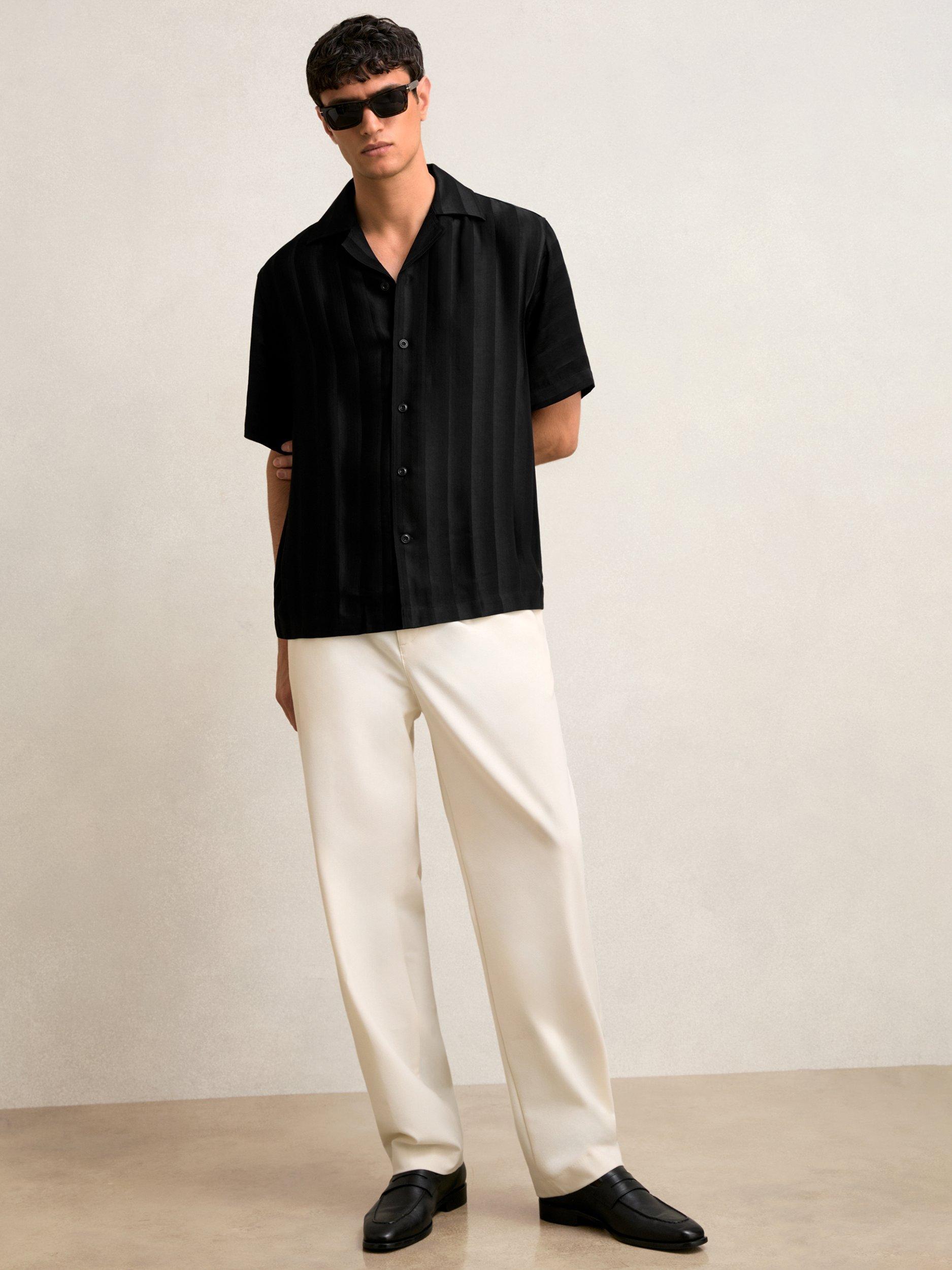 Product image 4 of 5, which shows Reiss Melba Regular Fit Revere Collar Shirt, Black, XS