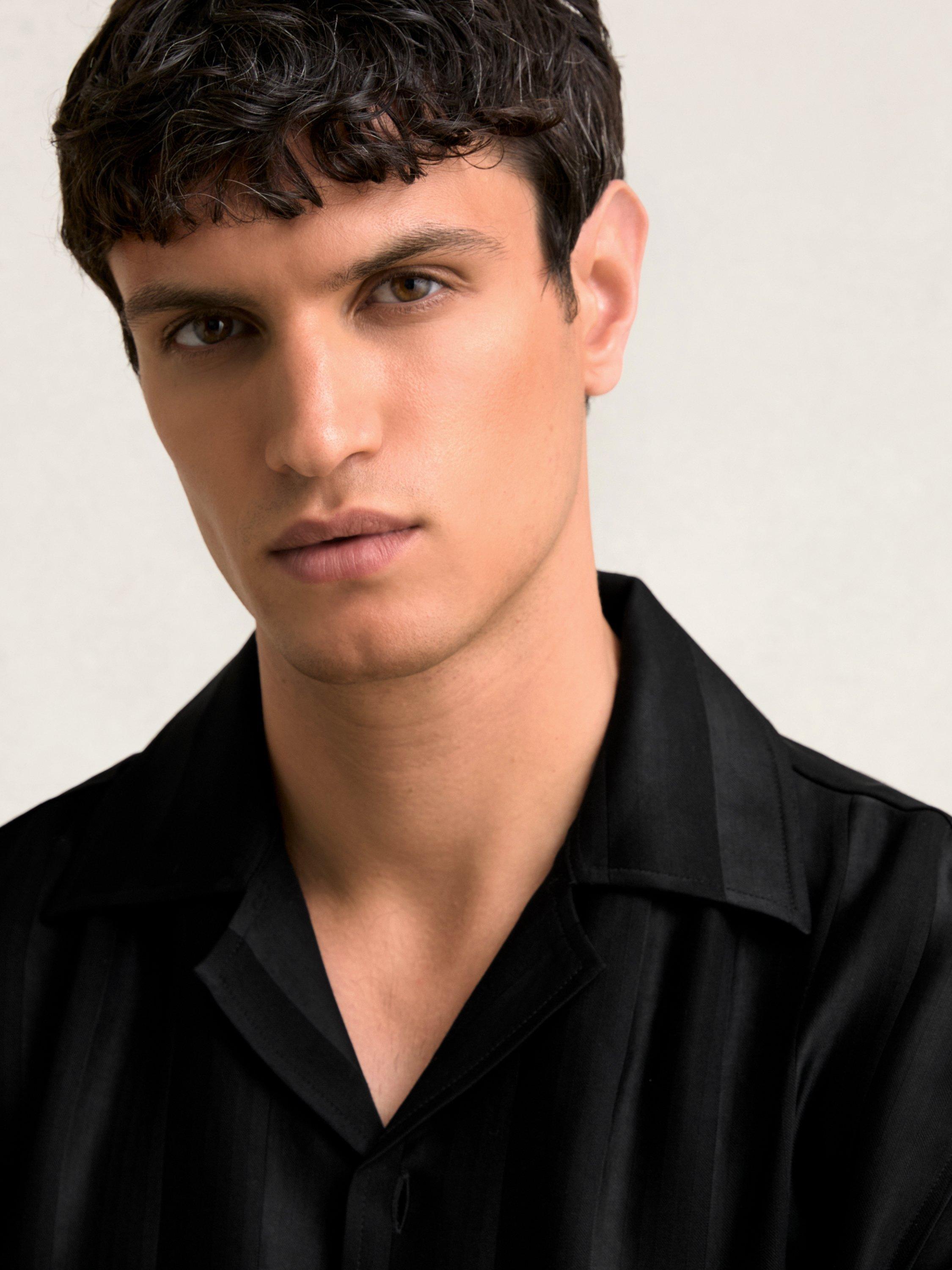 Product image 5 of 5, which shows Reiss Melba Regular Fit Revere Collar Shirt, Black, XS