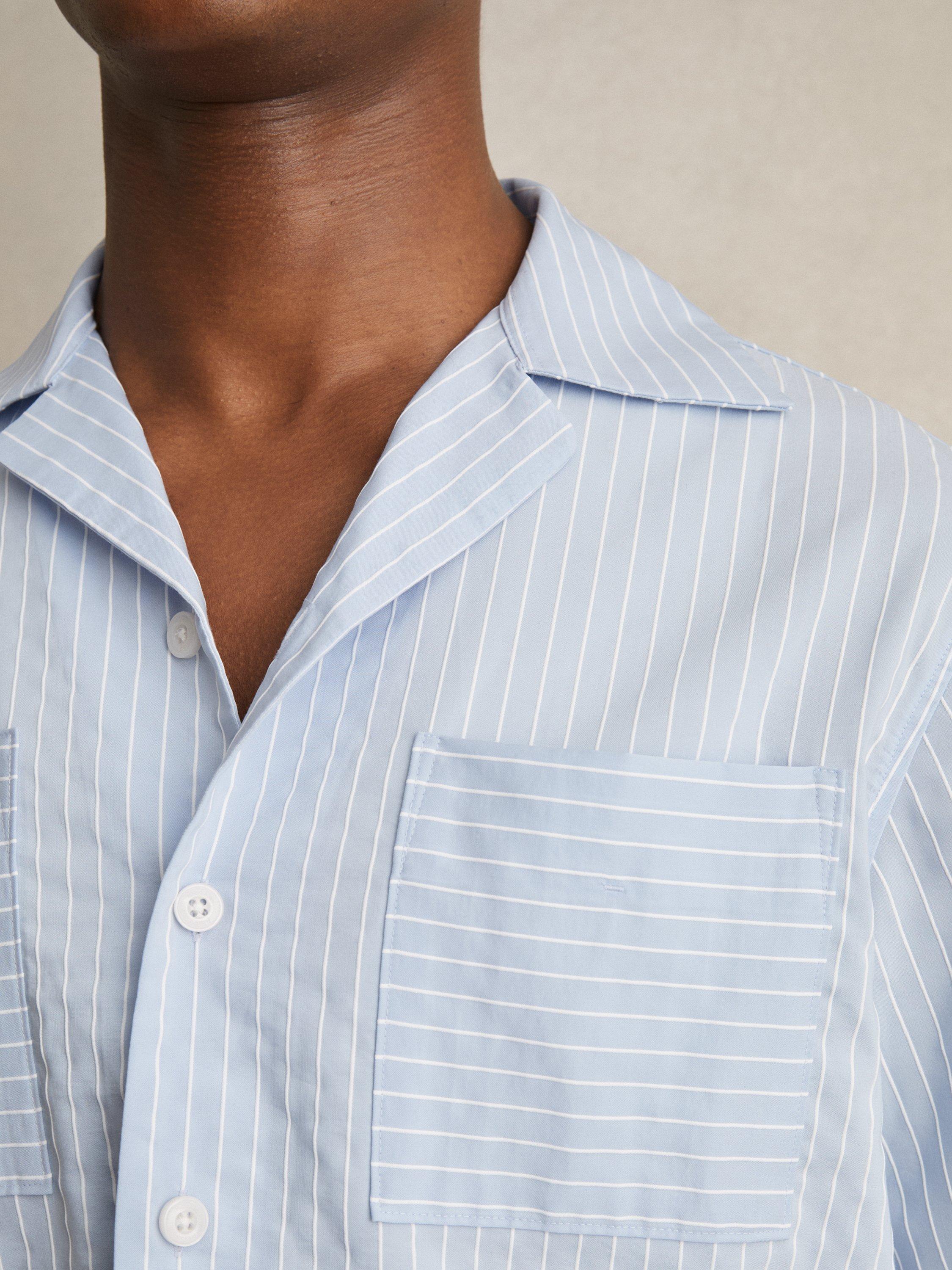 Product image 5 of 5, which shows Reiss Thorpe Stripe Regular Fit Shirt, Soft Blue/White, S