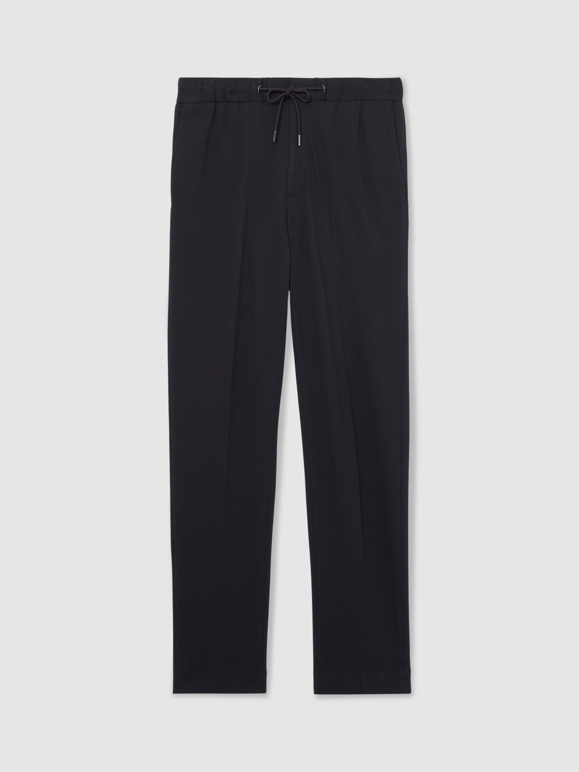 Product image 3 of 5, which shows Reiss Gerrard Slim Fit Jersey Drawstring Suit Trousers, Navy, 28R