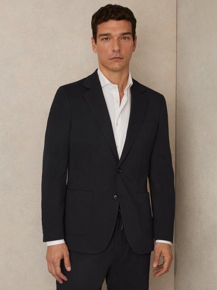 Reiss Gerrard Slim Fit Single Breasted Jersey Suit Blazer, Navy, Navy