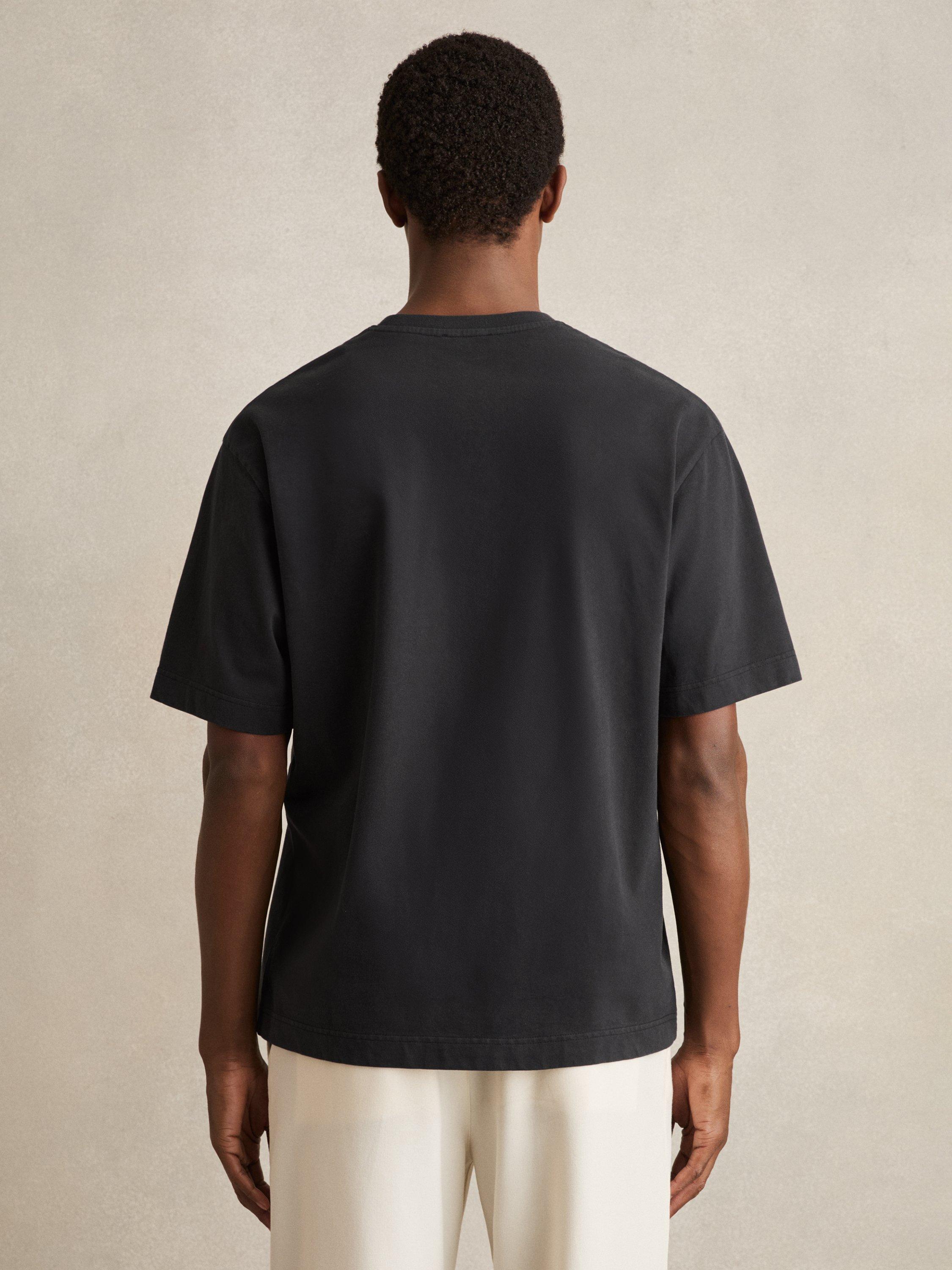 Product image 2 of 5, which shows Reiss Nomo Oversized Garment Dyed Cotton T-Shirt, Washed Black, XS