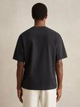 Reiss Nomo Oversized Garment Dyed Cotton T-Shirt, Washed Black