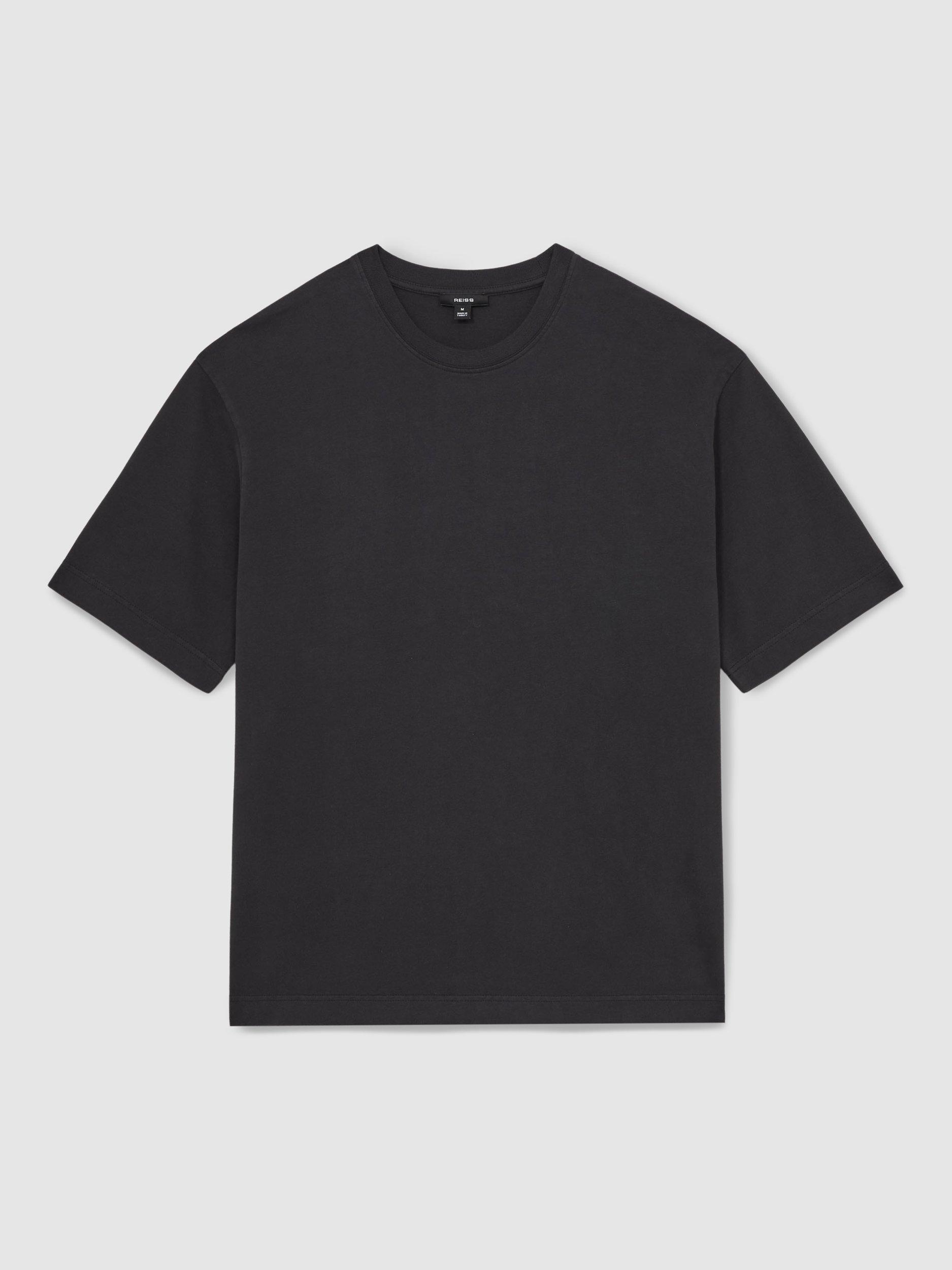 Product image 3 of 5, which shows Reiss Nomo Oversized Garment Dyed Cotton T-Shirt, Washed Black, XS