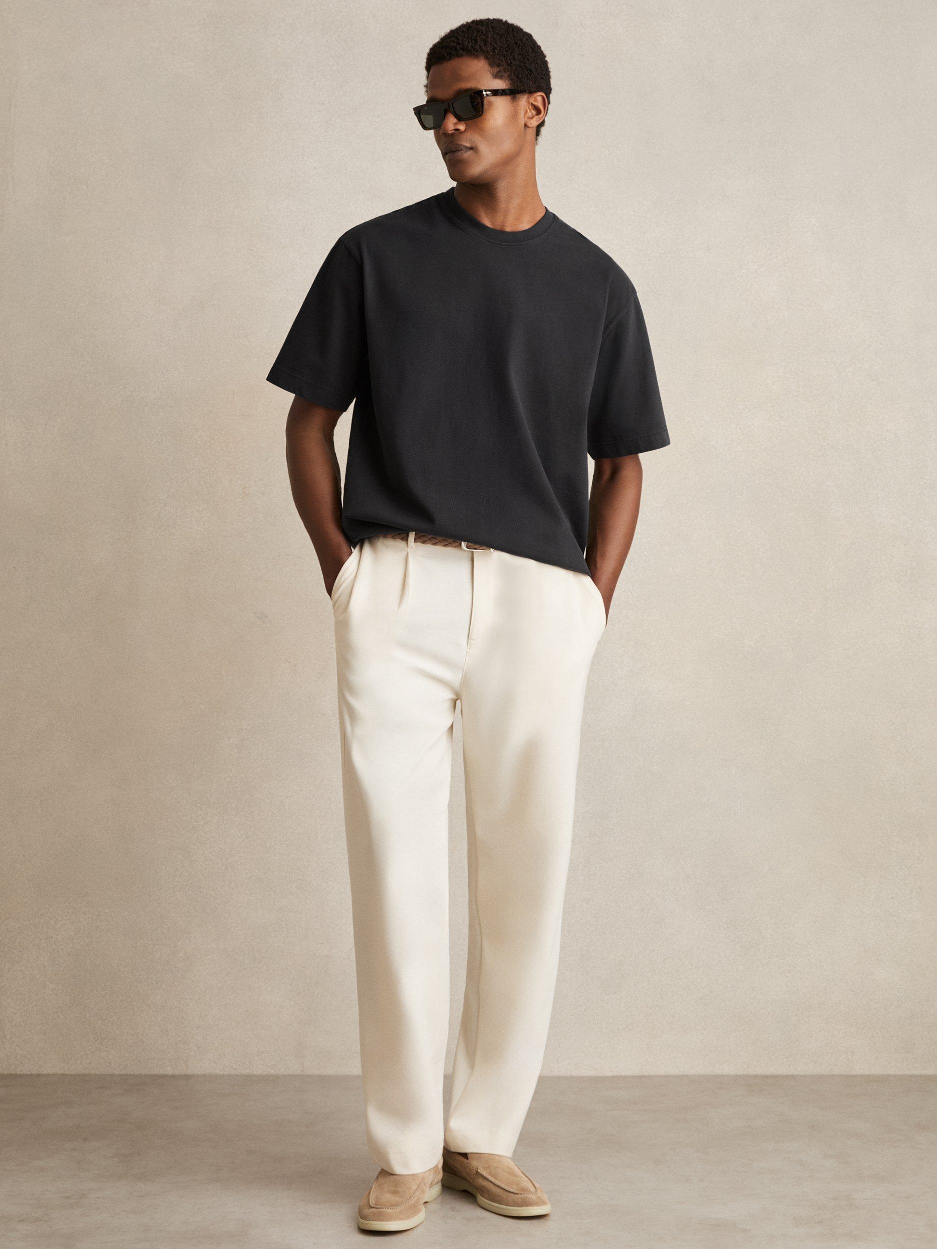 Product image 4 of 5, which shows Reiss Nomo Oversized Garment Dyed Cotton T-Shirt, Washed Black, XS