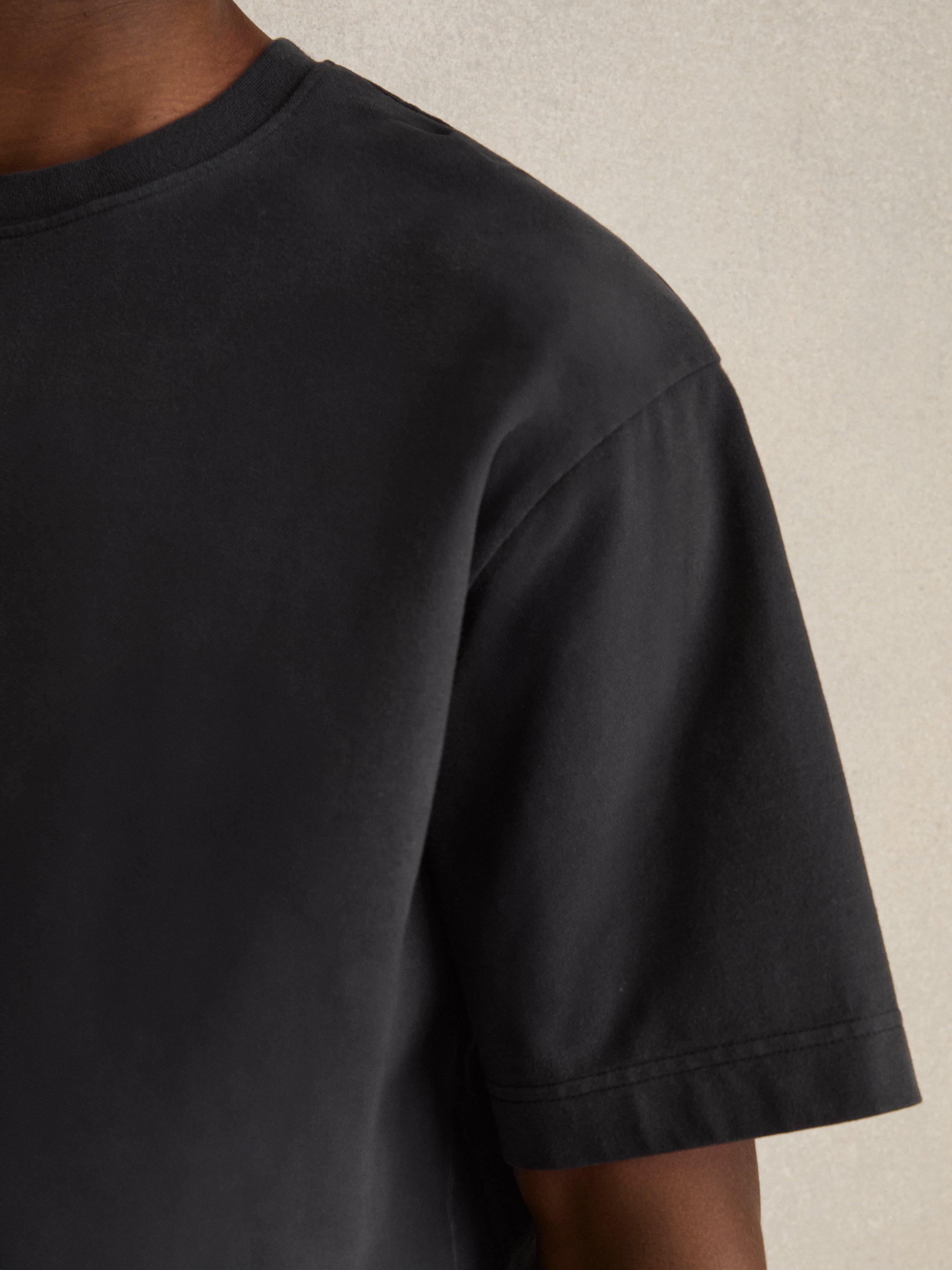 Product image 5 of 5, which shows Reiss Nomo Oversized Garment Dyed Cotton T-Shirt, Washed Black, XS