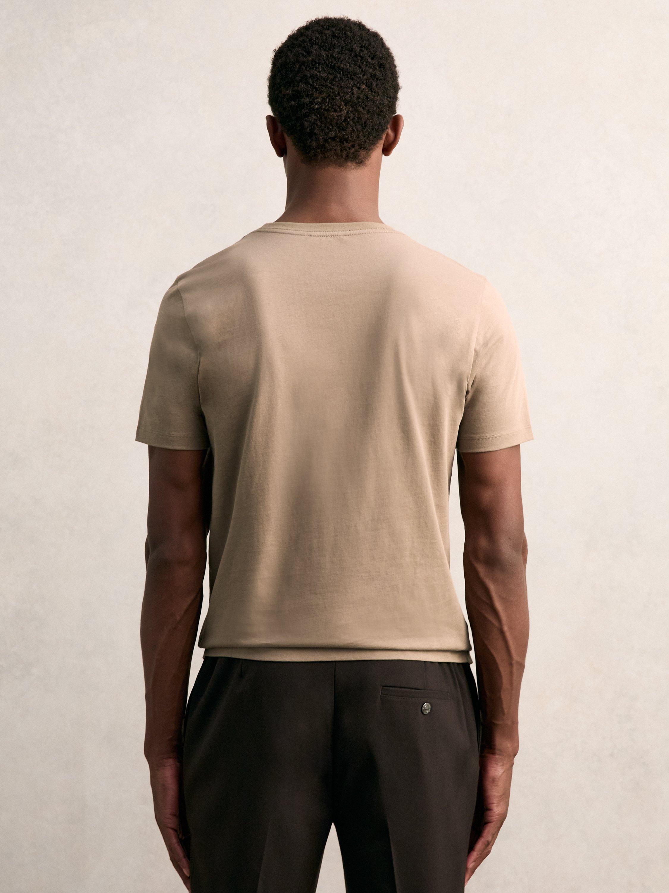 Product image 2 of 5, which shows Reiss Bless Regular Fit Cotton T-Shirt, Light Taupe Brown, XS