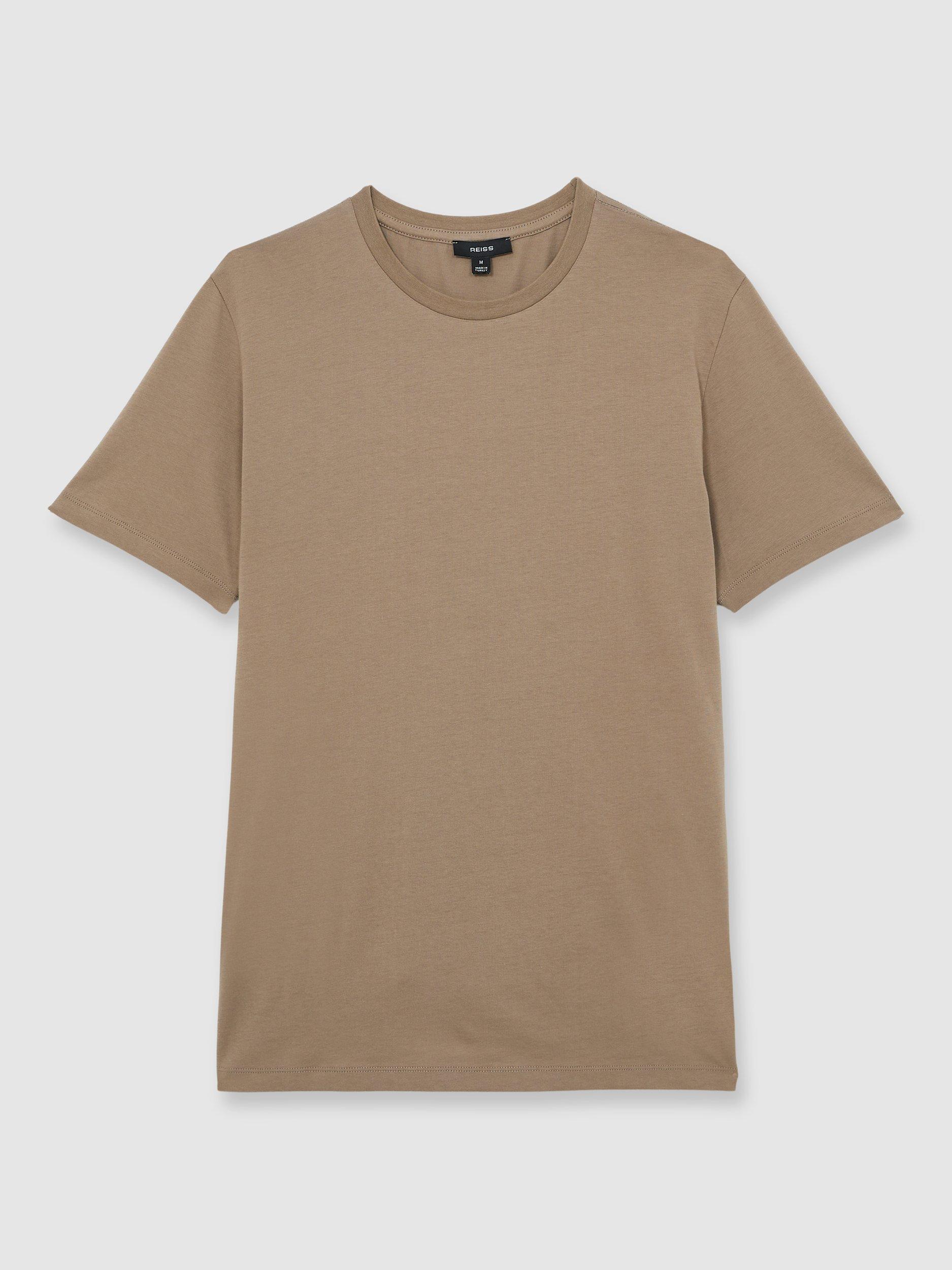 Product image 3 of 5, which shows Reiss Bless Regular Fit Cotton T-Shirt, Light Taupe Brown, XS