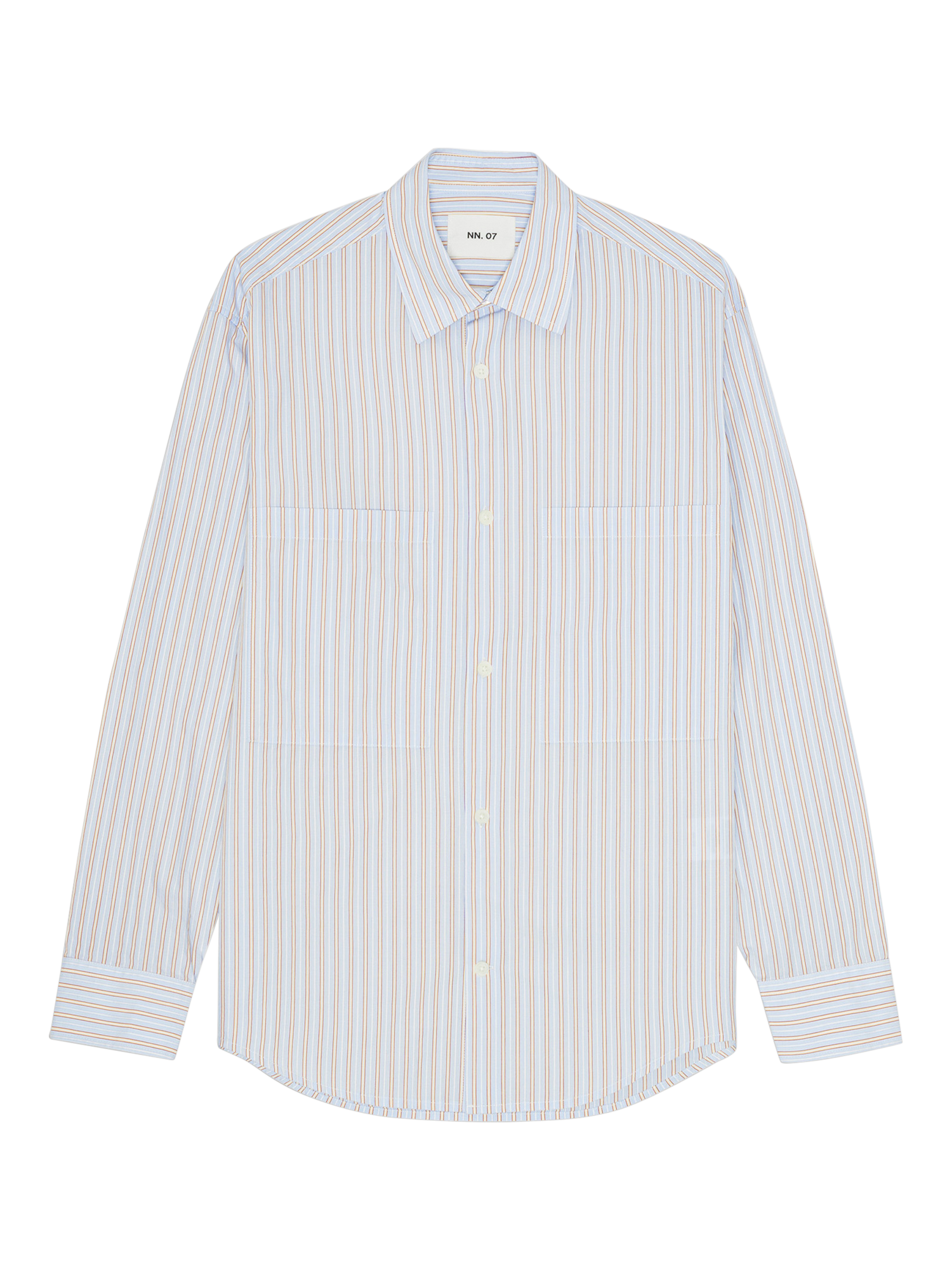 Product image 1 of 2, which shows NN.07 Freddy Cotton Regular Fit Stripe Shirt, Blue/Multi, S