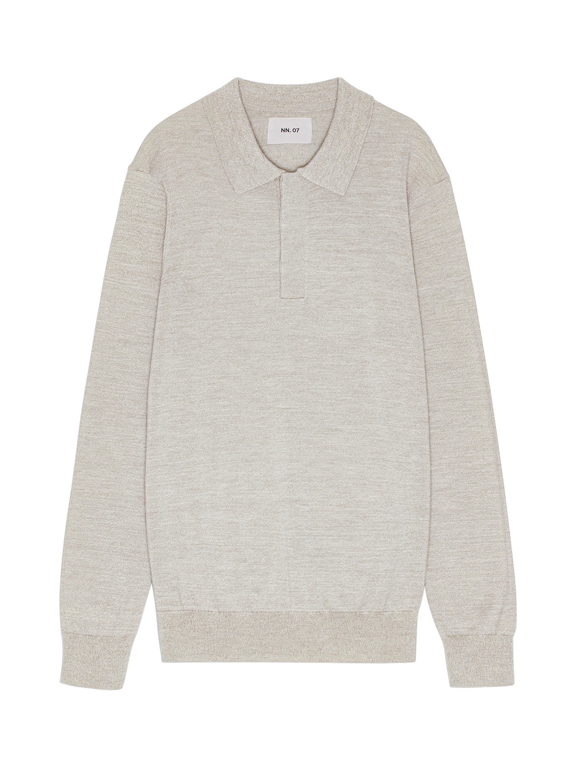Product image 1 of 2, which shows NN.07 Emerson Regular Fit Long Sleeve Wool Polo Sweater, White Pepper, S