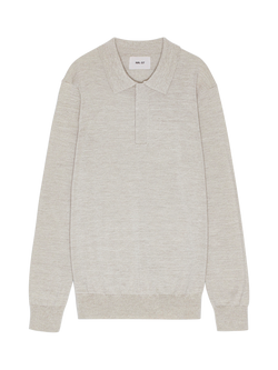 NN.07 Emerson Regular Fit Long Sleeve Wool Polo Sweater, White Pepper, White Pepper