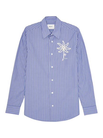 NN.07 Quinsy Regular Fit Pima Cotton Shirt, Blue Stripe, Blue Stripe
