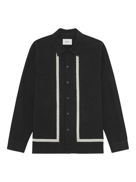 NN.07 Reed Relaxed Fit Cotton Poplin Overshirt, Black, Black