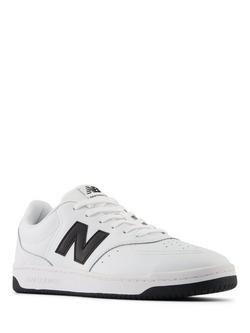 New Balance BB80 Lace Up Leather Trainers - view 2, White, Black