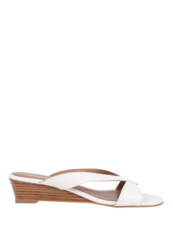 Jones Bootmaker Klevina Leather Open Toe Wedge Mules, White