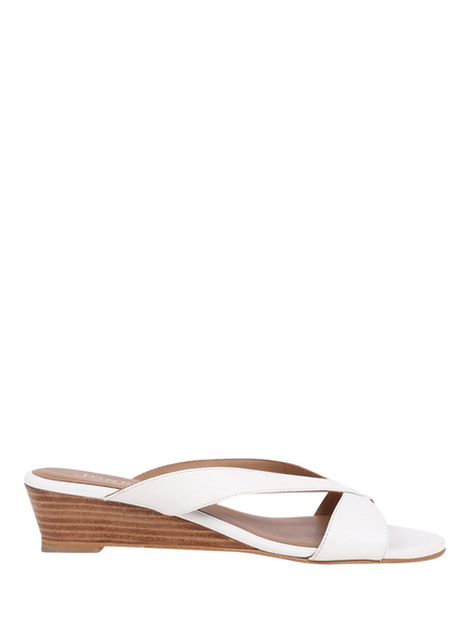 Jones Bootmaker Klevina Leather Open Toe Wedge Mules, White