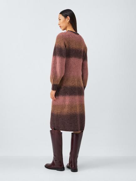 John Lewis Ombre Stripe Knit Jumper Midi Dress, Multi - view 2, Multi
