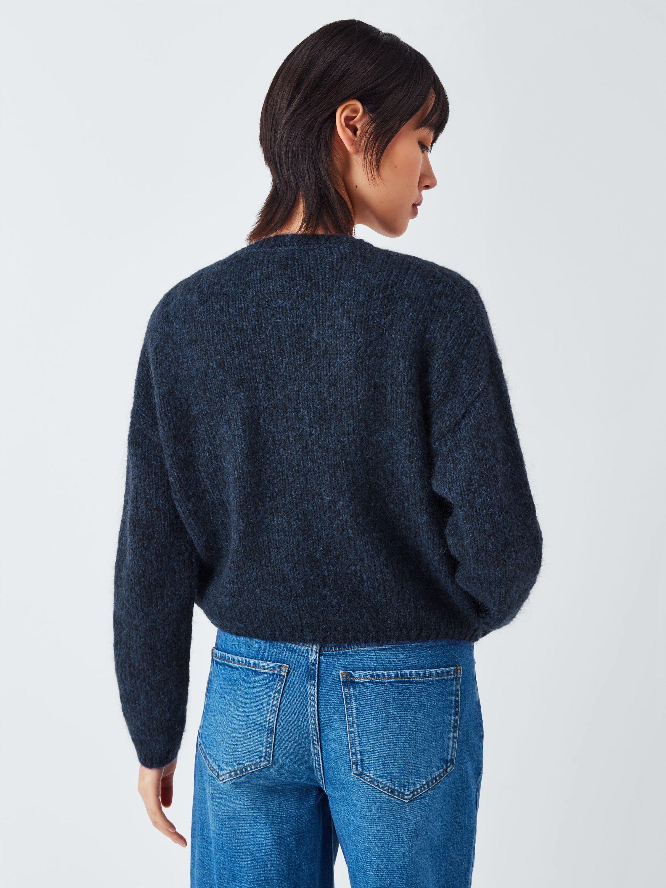 Product image 2 of 6, which shows AND/OR Poppy Wool Blend Cardigan, Navy, XS