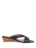Jones Bootmaker Klevina Leather Open Toe Wedge Mules, Navy