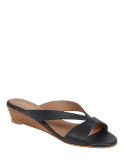 Jones Bootmaker Klevina Leather Open Toe Wedge Mules - view 2, Navy