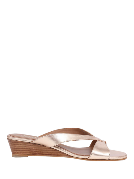 Jones Bootmaker Klevina Leather Open Toe Wedge Mules, Gold