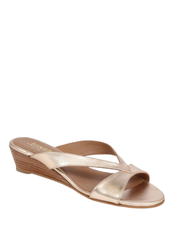 Jones Bootmaker Klevina Leather Open Toe Wedge Mules - view 2, Gold